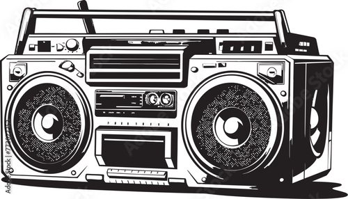 Street Swagger Style Logo Emblem Rhythmic Retro Boombox Vector Design