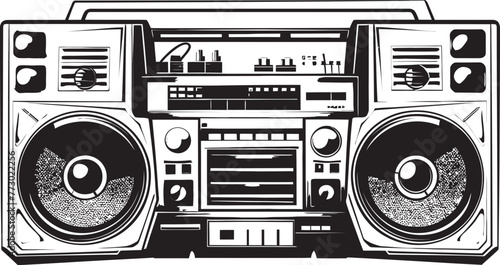Rhythmic Retro Boombox Vector Design Melodic Motion Hip Hop Icon Graphics