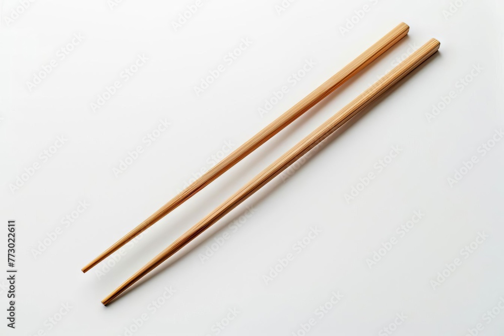 Isolated wooden chopsticks on plain background, traditional Asian utensil cutout, digital photo Isolated wooden chopsticks on plain background, traditional Asian utensil cutout, digital photo