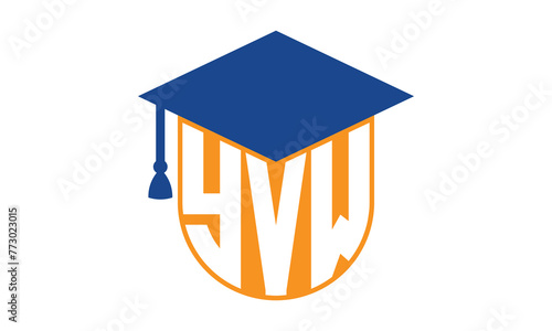 YVW initial letter academic logo design vector template. school college logo, university logo, graduation cap logo, institute logo, educational logo, library logo, teaching logo, book shop, varsity