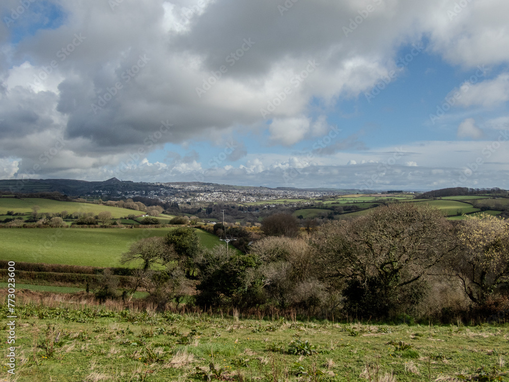 Fototapeta premium View of a rural cornish Countryside, looking towards St. Austell.