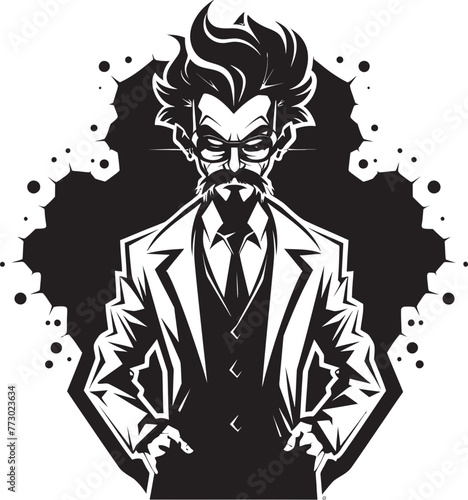 Cybernetic Commander Mad Scientist Logo Graphics Plasma Pioneer Vector Logo for Mad Scientist