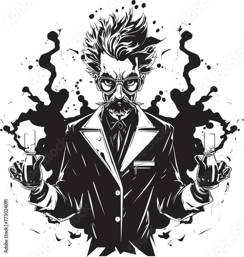 Potion Perfection Mad Scientist Logo Symbol Innovation Insanity Vector Icon Graphics