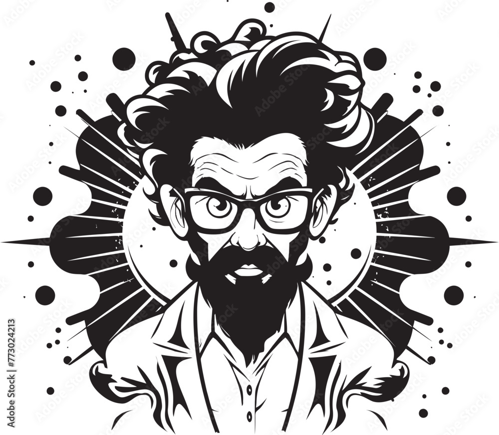 Obraz premium Laboratory Lunatics Vector Symbol Icon Techno Wizardry Scientist Icon Emblem