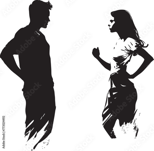 Raging Duo Emblem for Couples Wrathful Exchange Discord Dance Dynamic Logo for Angry Couples Quarrel