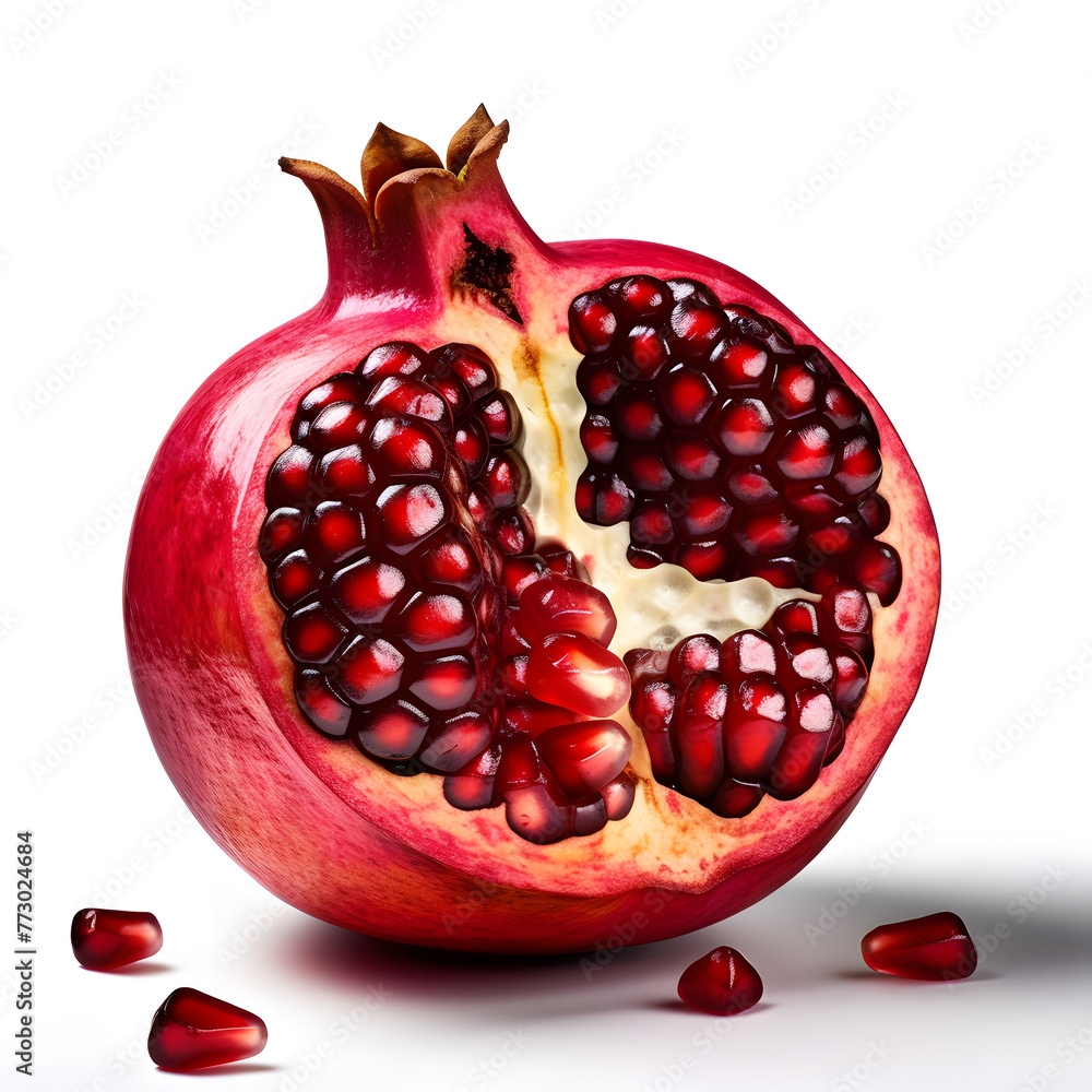 Pomegranate fresh fruit vegetable food photography white background poster Pomegranate fresh fruit vegetable food photography white background poster