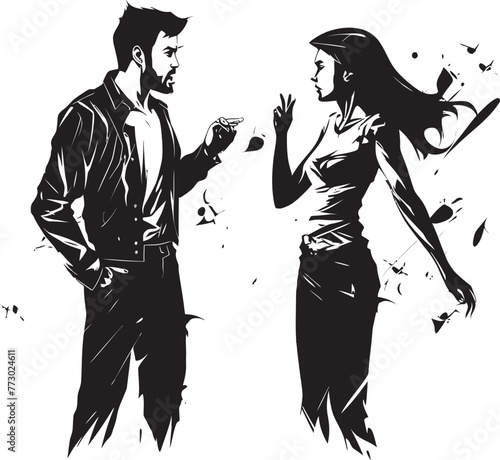 Clash Chronicle Vector Icon for Couples Chronology of Clashes Wrathful Rendezvous Emblematic Logo Depicting Man and Womans Fiery Encounter