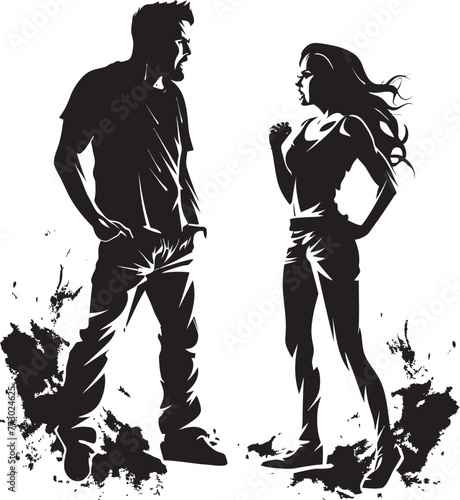 Discord Drama Dynamic Logo Design for Couple Conflict Rage Rhapsody Iconic Emblem for Man and Woman in Anger