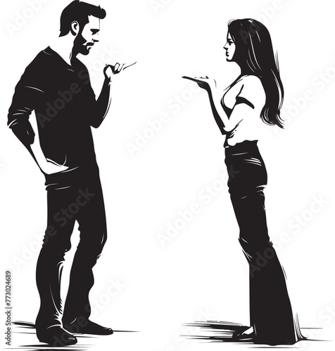 Outburst Odyssey Dynamic Logo Illustrating Couples Journey of Outbursts Temperament Tango Emblem for Man and Womans Spirited Argument