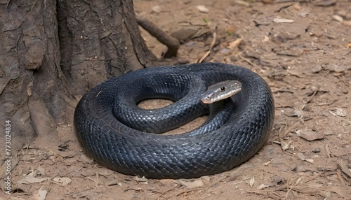 a cobra coiled around the base of a tree upscaled 9