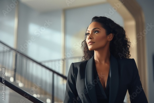 Sophisticated Midlife Woman in Chic Black Suit