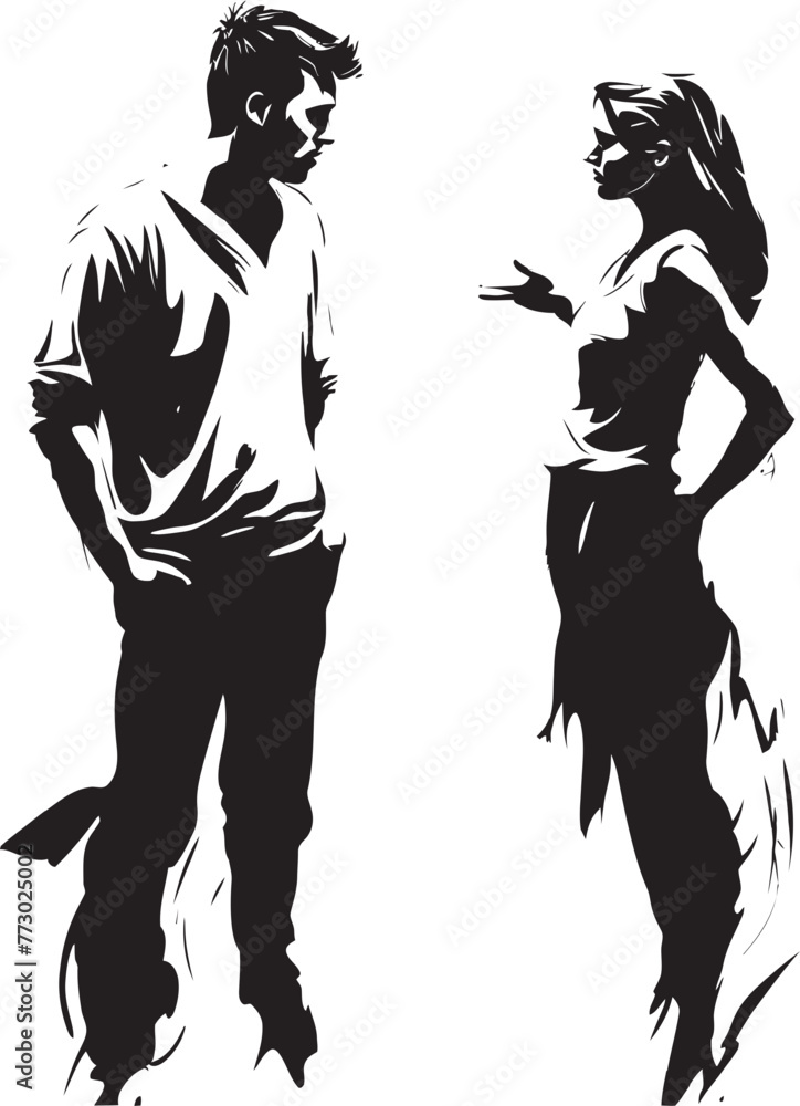 Fototapeta premium Ire Impulse Dynamic Emblem Signifying Couples Impulsive Anger Conflict Canvas Vector Graphic Depicting Couples Conflict