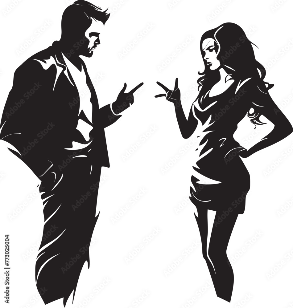 Conflict Canvas Vector Graphic Depicting Couples Conflict Tense Tango Emblematic Logo for Man and Womans Intense Argument