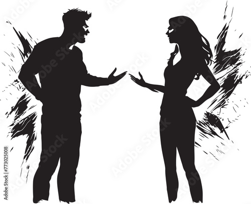 Fury Flourish Vector Graphic Depicting Man and Woman Anger Wrath Waltz Iconic Emblem of Couple Argumentation