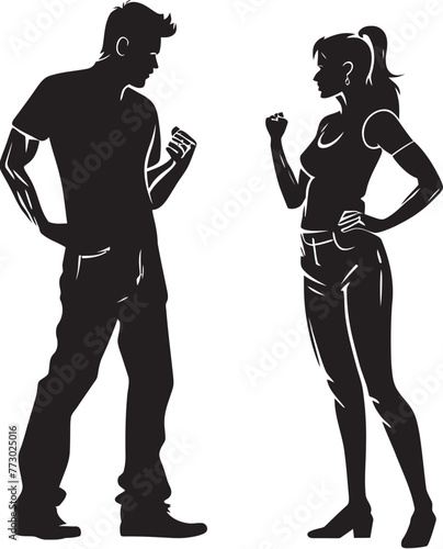 Wrathful Whirlwind Dynamic Logo Depicting Couples Whirling Anger Fierce Fiasco Iconic Emblem of Man and Womans Fierce Dispute