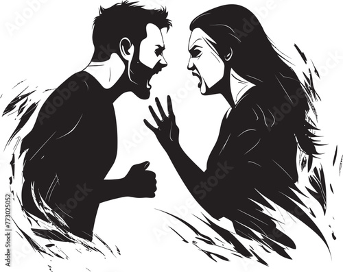 Wrathful Waltz Vector Icon of Angry Couples Waltz of Wrath Tumultuous Tiff Dynamic Emblem Depicting Couples Turbulent Tiff