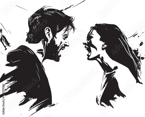 Tumultuous Tiff Dynamic Emblem Depicting Couples Turbulent Tiff Spat Symphony Emblem for Man and Womans Symphony of Spats