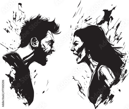 Wrathful Waltz Vector Emblem for Couples Waltz of Wrath Tumultuous Tiff Dynamic Design Depicting Couples Tumultuous Tiff