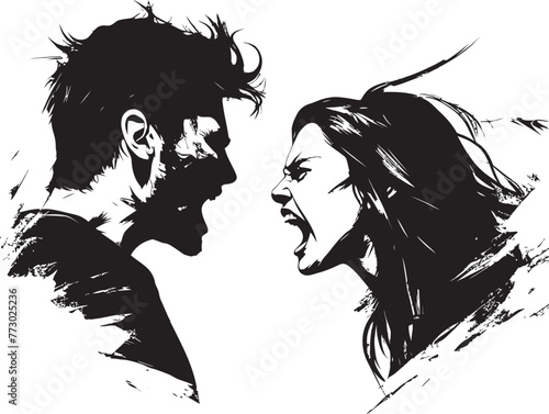 Furious Fusion Iconic Illustration of Couples Fusion of Fury Wrathful Waltz Vector Emblem for Couples Waltz of Wrath