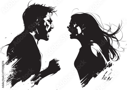 Clash Crescendo Vector Icon of Couples Crescendo of Clash Raging Rhapsody Emblem for Man and Womans Rhapsody of Rage