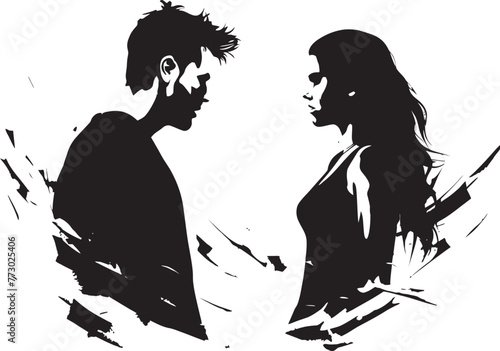 Discord Drama Iconic Design Depicting Couples Dramatic Discord Clash Crescendo Vector Icon of Couples Crescendo of Clash