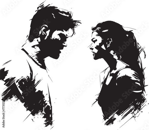 Enraged Ensemble Dynamic Emblem for Couples Ensemble of Rage Discord Drama Iconic Design Depicting Couples Dramatic Discord