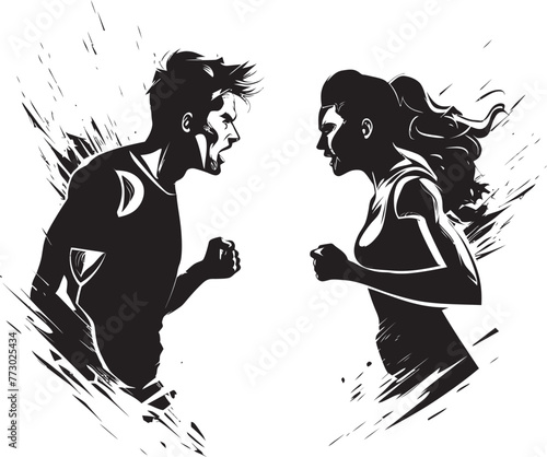 Wrathful Encounter Anger Logo Design for Man and Woman Discord Duo Iconic Anger Emblem for Couple