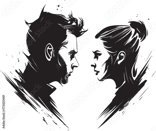 Tempest Tango Emblematic Anger Icon for Couples Dispute Wrathful Waltz Dynamic Logo Illustrating Couples Rage