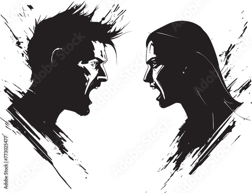 Raging Rivalry Iconic Anger Logo Design for Couple Conflict Canvas Dynamic Anger Illustration for Man and Woman