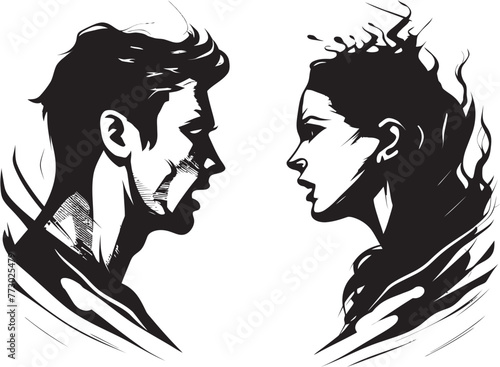 Wrathful Waltz Dynamic Logo Illustrating Couples Rage Ire Infusion Vector Anger Symbol for Man and Woman