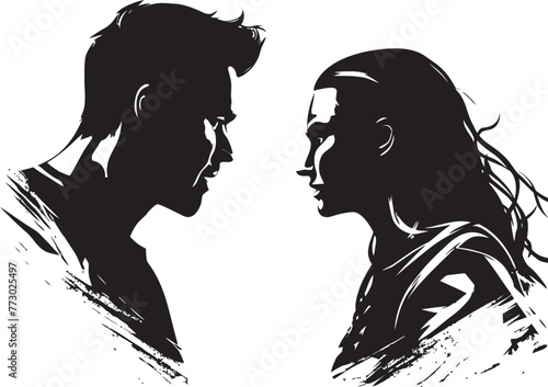 Discord Duo Iconic Anger Emblem for Couple Fury Fusion Anger Vector Graphics for Man and Woman