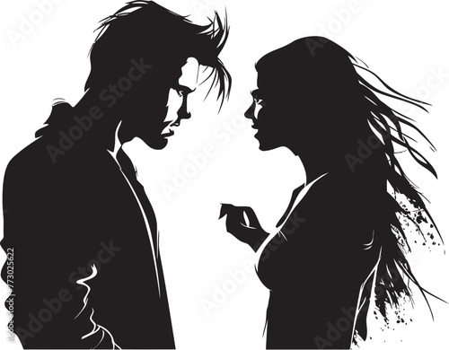 Discordant Dance Iconic Vector Illustration of Couples Discord Ire Infusion Dynamic Logo Symbolizing Couples Infusion of Ire