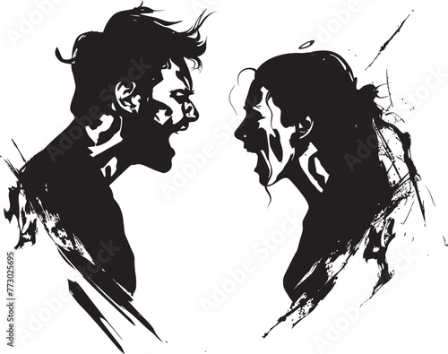 Anger Affair Emblematic Vector Illustration of Couples Anger Wrathful Whirlwind Iconic Logo Symbolizing Couples Whirlwind of Wrath