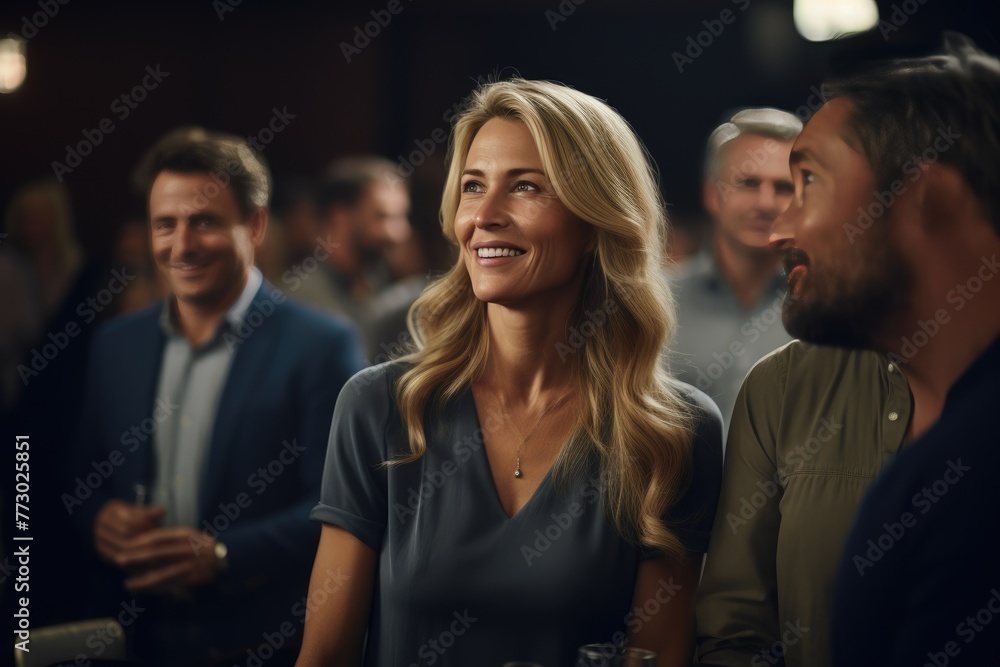 Obraz premium Motivational Talk by Middle-Aged Woman