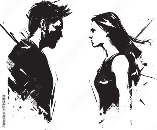 Tense Turmoil Vector Illustration of Couples Tense Turmoil Ire Inferno Dynamic Logo for Expressing Couples Fiery Ire