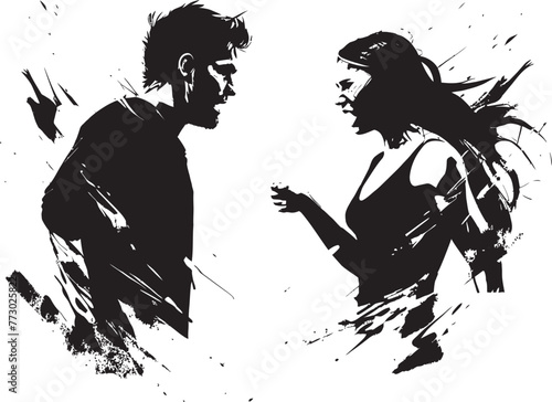 Wrathful Whirlwind Dynamic Illustration of Couples Whirlwind of Wrath Discordant Dance Iconic Logo for Expressing Couples Discordant Dance