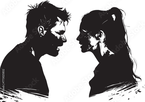 Fury Frenzy Iconic Anger Emblem Depicting Couples Frenzied Fury Anger Affair Emblematic Vector Design Representing Couples Anger