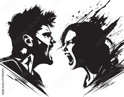 Discord Duo Dynamic Emblem Symbolizing Couples Discord through Vector Graphics Clash Chronicles Emblematic Logo Design Depicting Couples Conflict