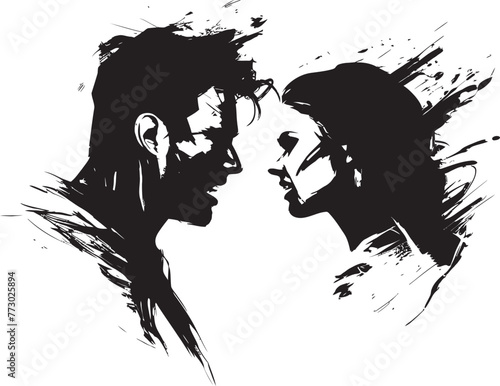 Outburst Odyssey Iconic Vector Graphic Depicting Couples Emotional Outburst Tense Turmoil Dynamic Illustration of Couples Tense Turmoil