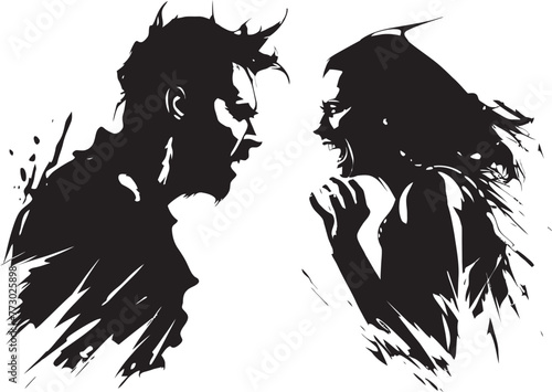 Anguish Aflame Emblem for Expressing Couples Anguished Anger through Vector Graphics Wrathful Encounter Iconic Illustration of Couples Wrathful Encounter
