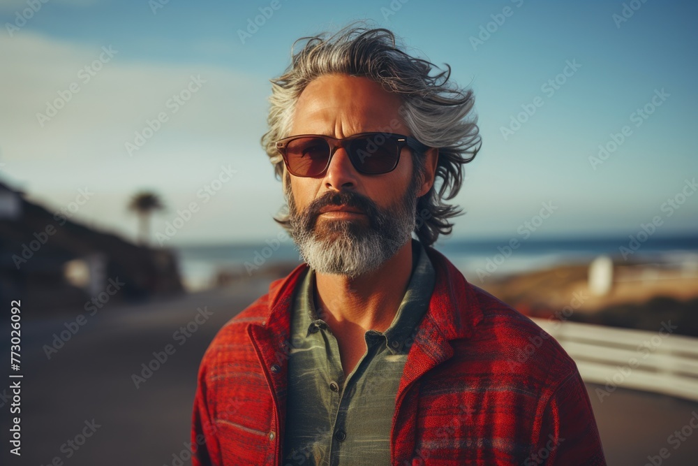 Mature Surfer Embracing the Sea's Energy Mature Surfer Embracing the Sea's Energy