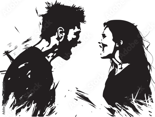Discord Duo Iconic Vector Emblem for Couples Dispute Wrathful Encounter Anger Logo Design for Man and Woman