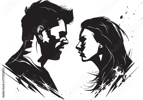 Fury Fusion Dynamic Man and Woman Anger Logo Discord Duo Iconic Vector Emblem for Couples Dispute