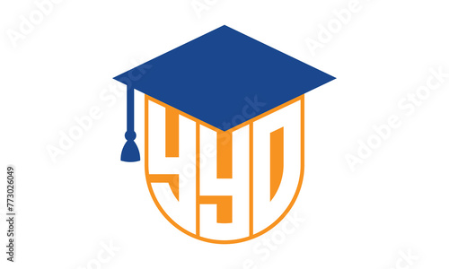 YYO initial letter academic logo design vector template. school college logo, university logo, graduation cap logo, institute logo, educational logo, library logo, teaching logo, book shop, varsity