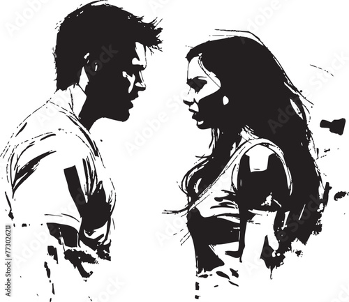 Anger Affair Iconic Logo Design for Couples Fury Wrathful Whirlwind Vector Icon of Couples Turbulent Anger