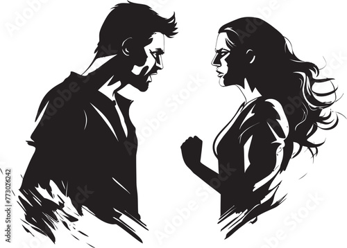 Raging Rivalry Vector Emblem of Couples Raging Discord Fierce Fury Dynamic Symbol for Expressing Couples Fierce Anger