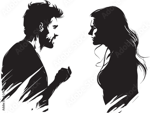 Fierce Fury Dynamic Symbol for Expressing Couples Fierce Anger Outburst Odyssey Iconic Logo Depicting Couples Outburst