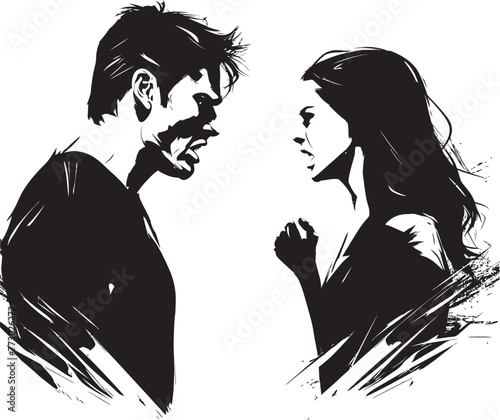 Tense Turmoil Vector Graphic Illustrating Couples Intense Anger Raging Rhapsody Dynamic Logo for Expressing Couples Raging Discord