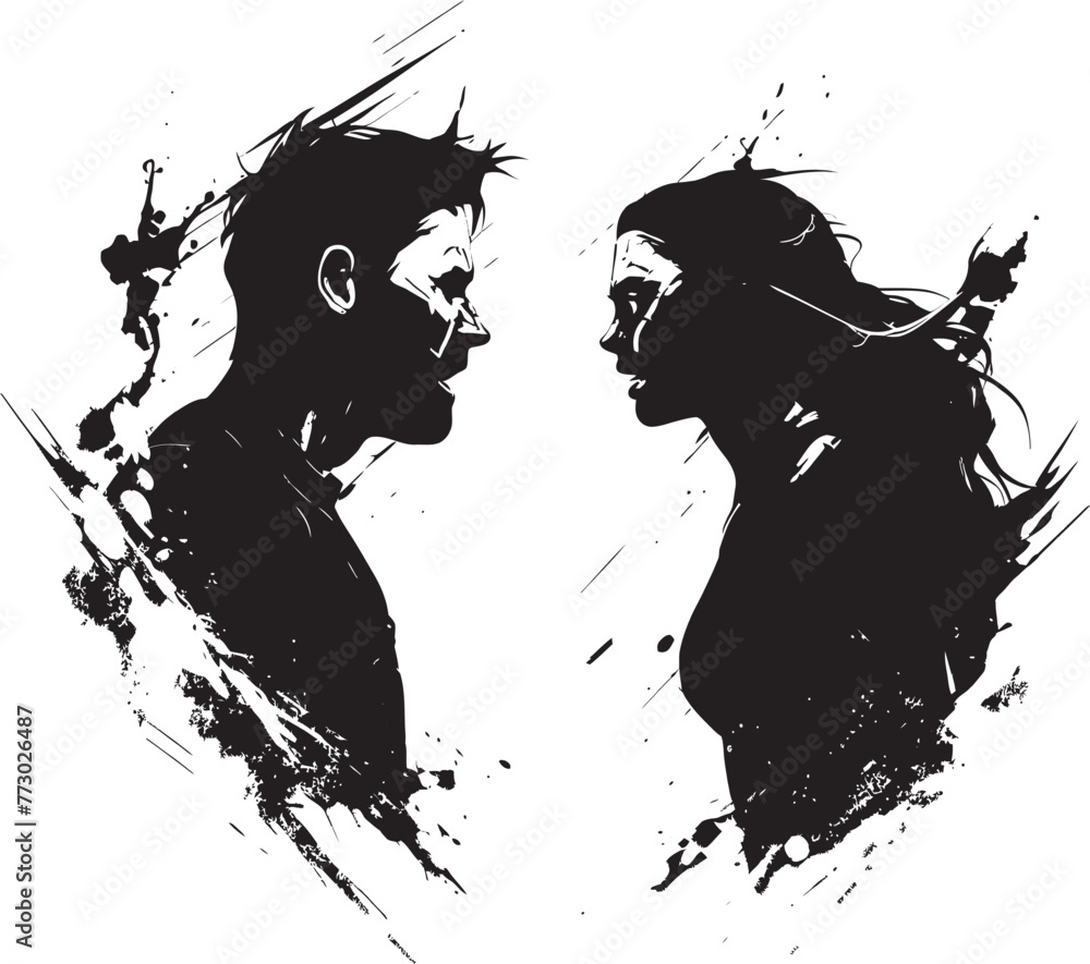 Wrathful Whirlwind Iconic Design Symbolizing Couples Whirlwind of Wrath Fury Fusion Dynamic Logo Illustrating Couples Fusion of Fury - obrazy, fototapety, plakaty 