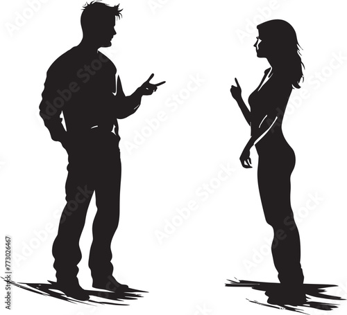 Raging Rhapsody Emblematic Symbol for Angered Pair Discordant Dance Vector Design Depicting Angry Couple